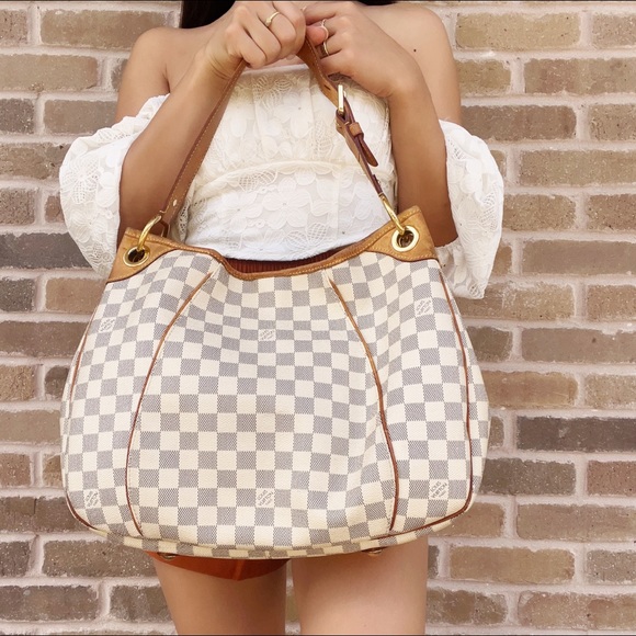 Louis Vuitton Galliera PM Shoulder Bag Hobo Damier Azur Leather White - Picture 2 of 11